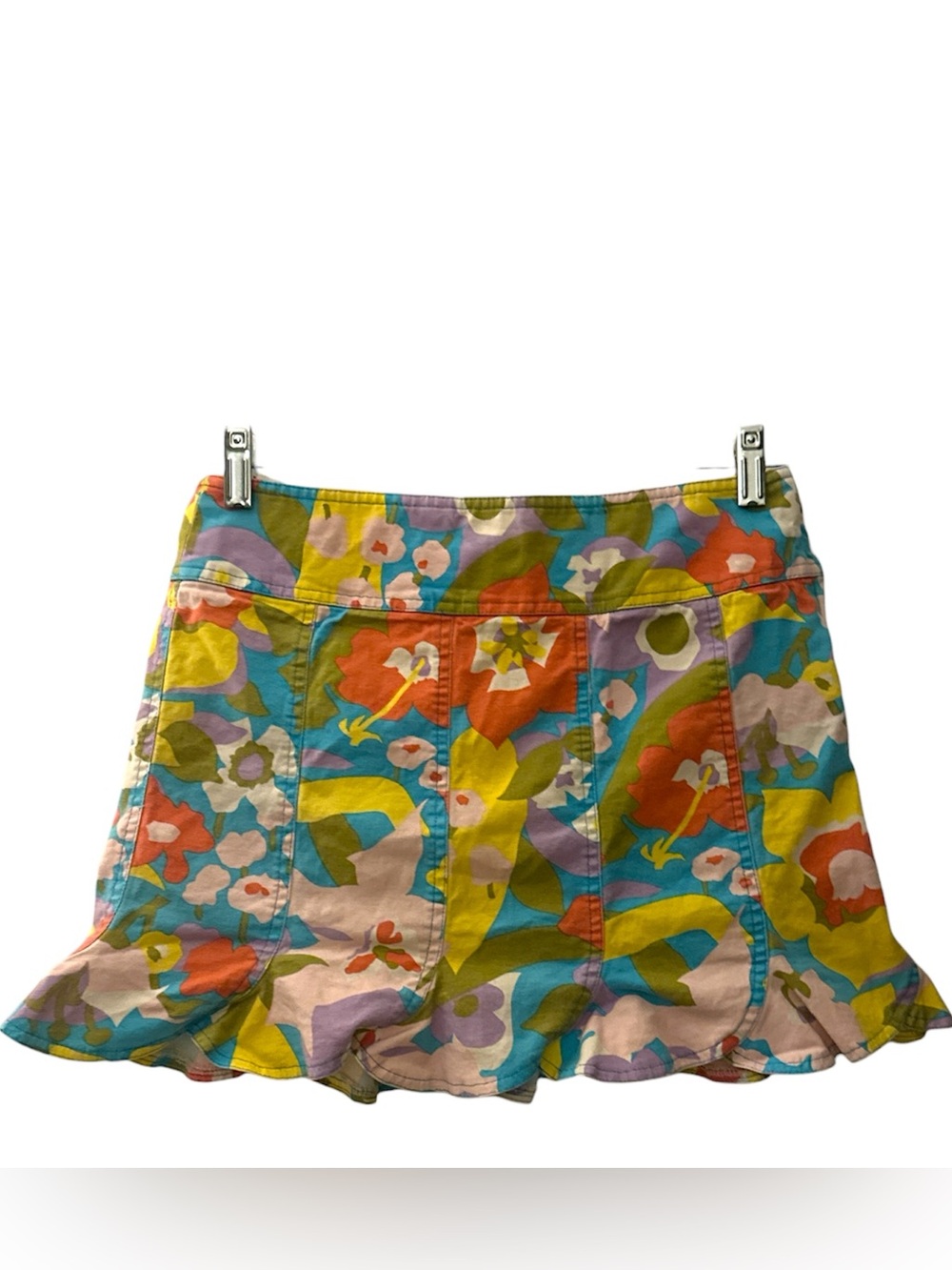Nanette Lepore vintage colorful Floral Ruffled Mini Skirt